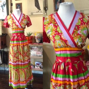 Vintage 1960’s Paisley Print Maxi Dress